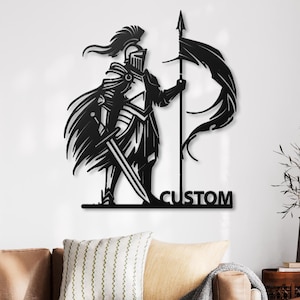 Knight Metal Wall Art, Custom Name Sign, Medieval Decor, Personalized Gift, Warrior Art, Castle Decor, Fantasy Art, Gift for Him