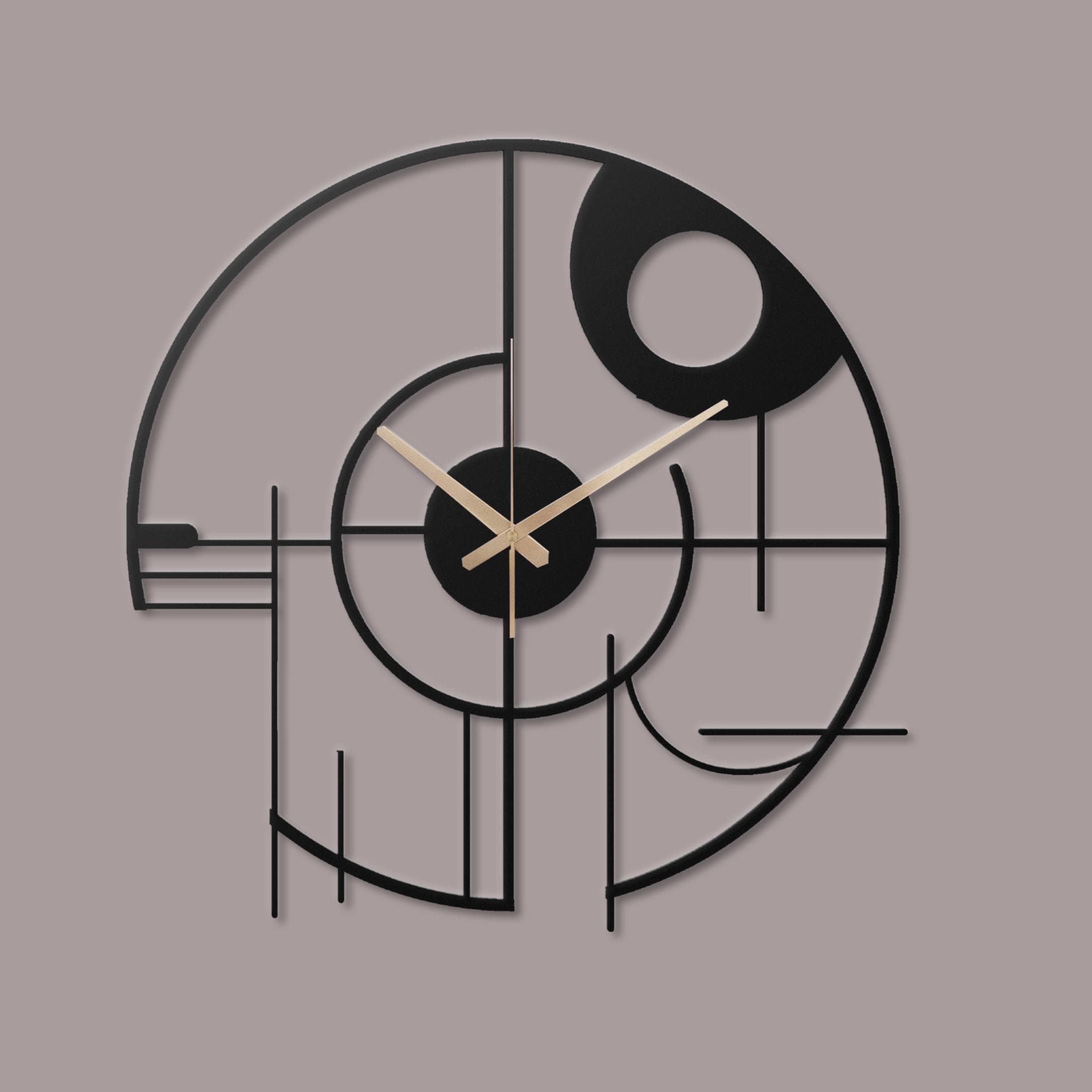 Abstract Style Clock Abstract Metal Wall Clock, Modern Geometric Art Decor, Silent Quartz ...