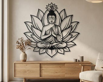 Lotus Mandala Metal Wall Art, Yoga Zen Decor