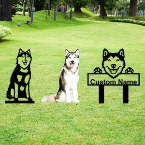 Siberian Husky Dog Metal Outdoor Decor for Garden Art, Sympathy Gift for Loss of Dog, Metal Yard Sign, Custom Dog Portrait, Memorial Gifts