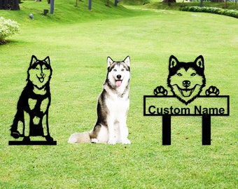 Siberian Husky Metal Garden Art, Custom Dog Memorial, Sympathy Gift