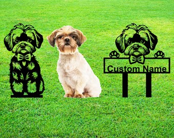 Shih Tzu Dog Memorial Gift, Custom Dog Portrait, Metal Outdoor Decor for Yard Art, Christmas Gift for Dog Owners, Garden Statue