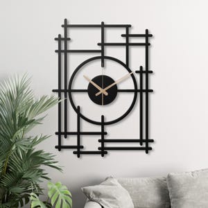 Modern Wall Clock Geometric Metal Art  Minimalist Clock Contemporary Wall Decor Design Silent Clock Living Room Kitchen Office Decor