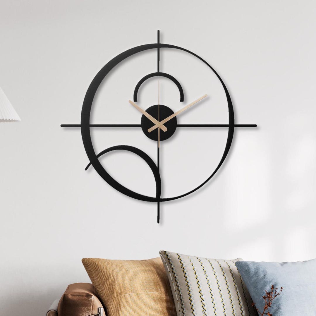 Modern Metal Wall Clock, Sculptural Art Decor, Silent Minimalist Design ...