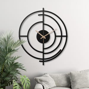Moderne Kreis Metall Wanduhr | Geometrische Wandkunst | Minimalistisches Design | Abstrakte konzentrische Kreise | Einzigartige Zeitgenössische Wohnkultur
