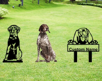German Shorthaired Pointer Memorial, Metal Dog Garden Art, Custom Portrait