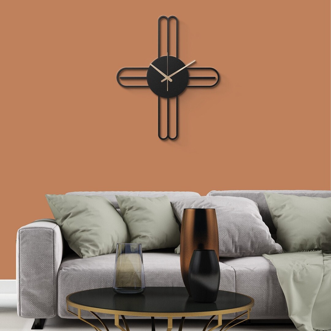 Oversized Modern Metal Wall Clock, Silent Minimalist Home Decor - Etsy