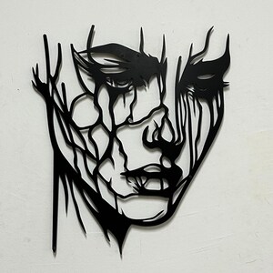 Abstraktes Gesicht Metallwandkunst, Shattered Portrait, emotionale Kunst, zeitgenössisches Dekor, moderne Wandkunst, Metallskulptur, Wandbehang Bild 4