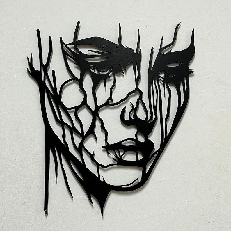 Abstraktes Gesicht Metallwandkunst, Shattered Portrait, emotionale Kunst, zeitgenössisches Dekor, moderne Wandkunst, Metallskulptur, Wandbehang Bild 4