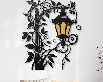 Lanterna vittoriana in metallo, decorazione da parete per giardino con rampicanti.