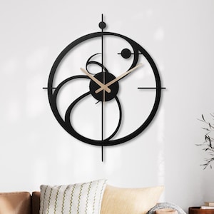 Künstlerische Abstrakte Metall-Wanduhr | Skulpturales Geometrisches Design | Moderne Kunst Wohnkultur | Einzigartiger kreisförmiger Wandakzent | Wohnraum