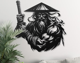 Samurai Ronin Metal Wall Art  Feudal Japan Decor ,