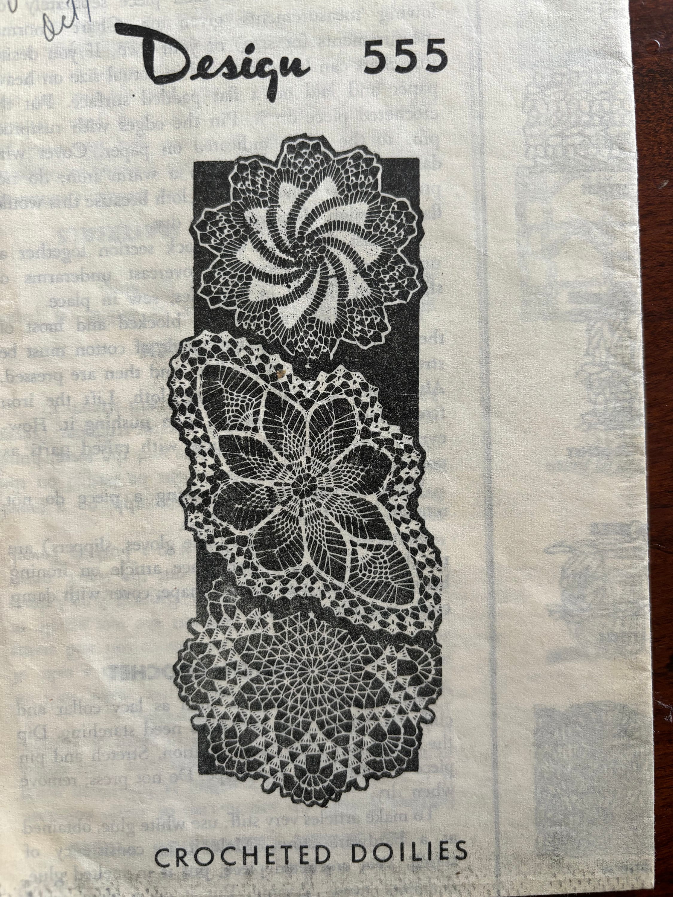 Vintage Crochet Doily Mail Order Patterns. Pinwheel