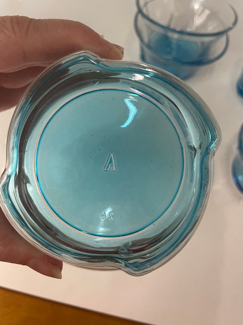 Vintage Clear Blue Glass Dessert Cups Bowls Set of 6 Etsy