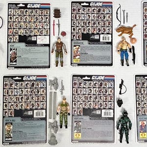 GI Joe Free Fall Budo Gnawgahyde Salvo Rock & Roll Capt Grid Iron Night Viper Alley Viper Snake Eyes Figure Fichiers cartes vintage ARAH Hasbro