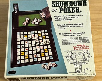 Board game Showdown Poker E.S. Lowe 1971 crossword strategy. Vintage Rare