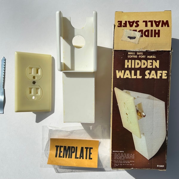 Hidden Wall Secret Safe Electrical Outlet Vintage 1980s Original Box