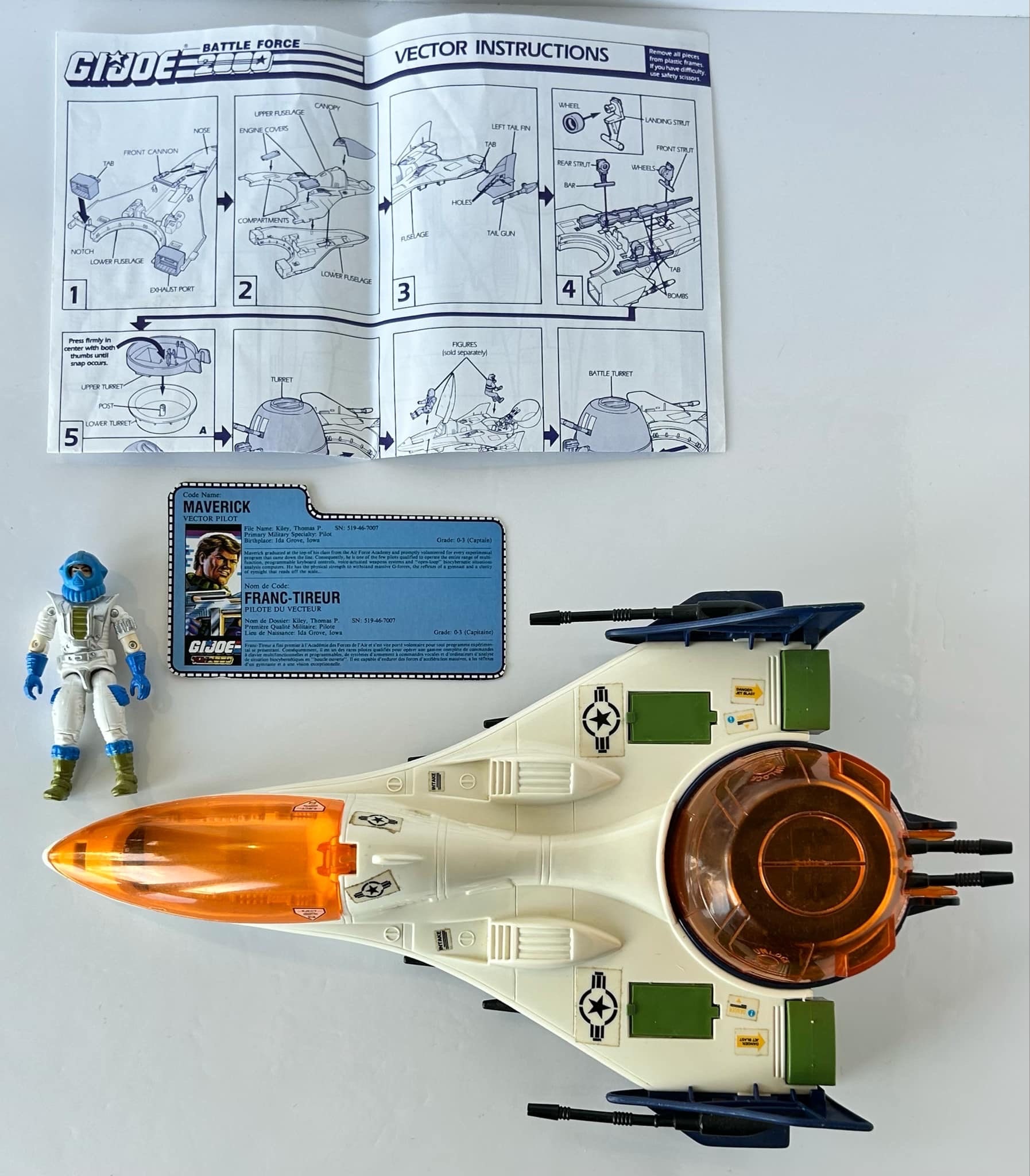 Vintage GI Joe Battle Force 2000 Vector, Maverick Figure, Complete