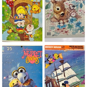 Golden Puzzles - Rainbow Brite, Forest Friends Deer/Birds, Pluto Mickey Mouse, Muppet Babies, Gonzo Vintage Milton Bradley Walt Disney 80’s