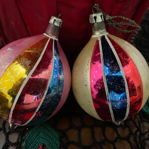 Vintage Glass Christmas Tree Ornaments. Round. Indented. Tear drop. Painted.  You choose!