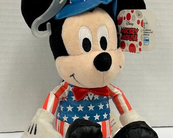 Patriotic Walt Disney Mickey Mouse Plush 4th of July USA America Just Play Products America Patriotic 11” Tall with Tags