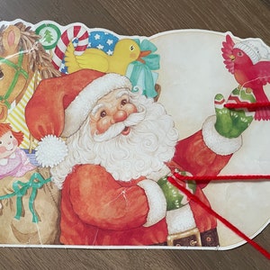 Porte-cartes de Noël vintage, bannière, père Noël, rennes, lutins, traîneau, sac, vacances