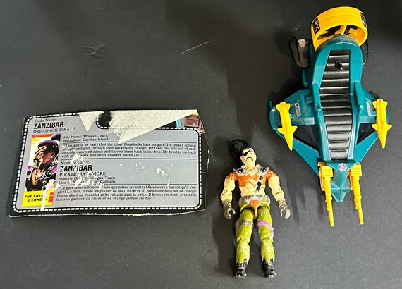Vintage GI Joe Cobra Dreadnok Air Skiff With Zanzibar Figure and