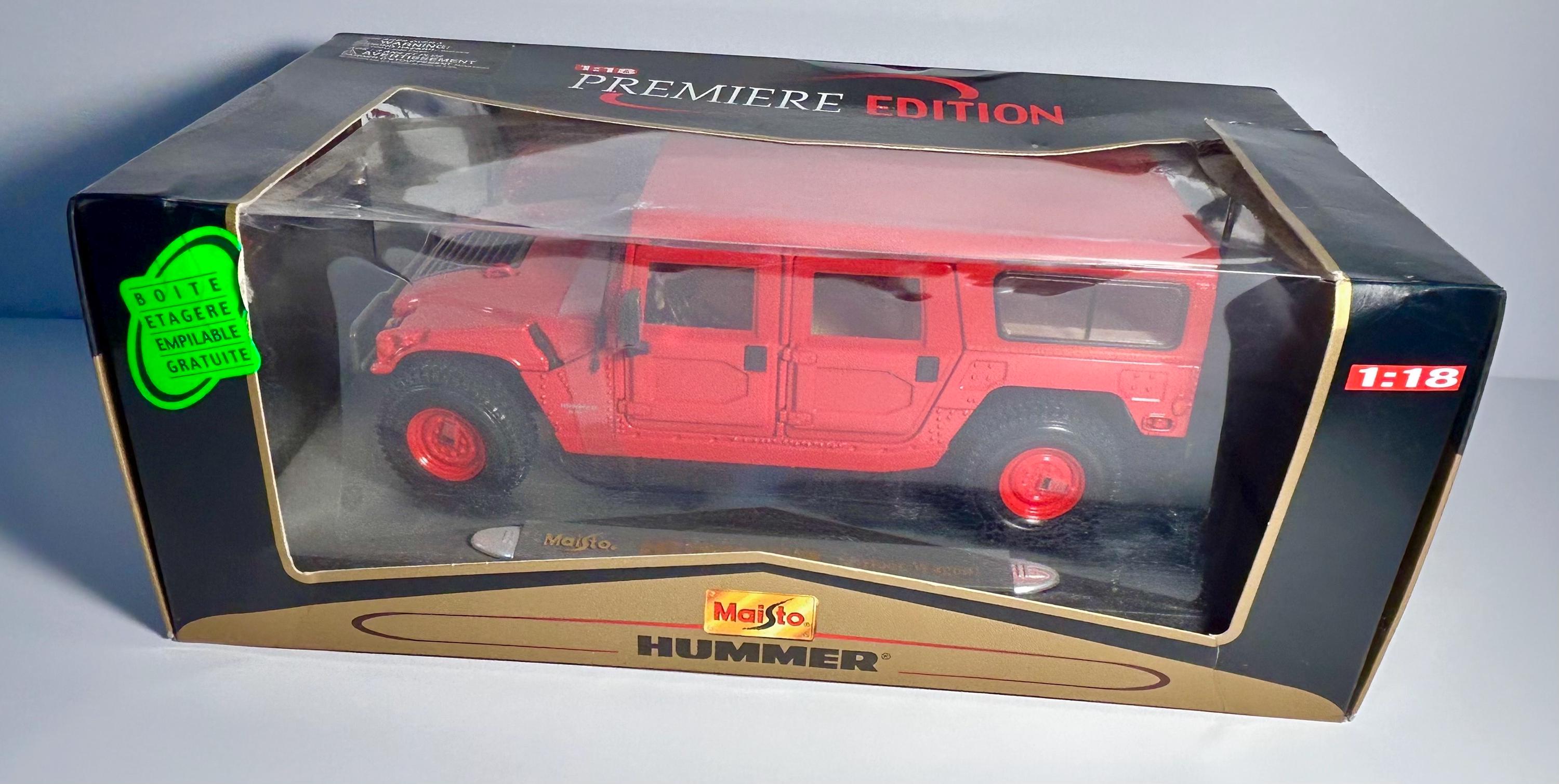 Vintage Maisto Hummer 1:18 Scale Diecast - Premiere Edition Red