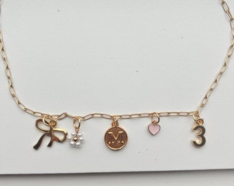 Custom Gold Charm Necklace, Pick Your Charms