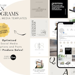 Loan Programs Mortgage Broker Social Media Posts Template Instagram Facebook TikTok Marketing CANVA Editable Template, Instant Download