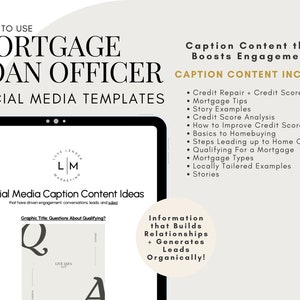 Credit Repair Content AND Caption Info | Mortgage Broker Social Media Template | Homeownership | First Time Buyer | Instant CANVA Download