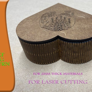 File di taglio laser per creare una piccola scatola a forma di cuore con angoli flessibili è un taglio rapido e facile da montare, - svg - dxf - file lightburn