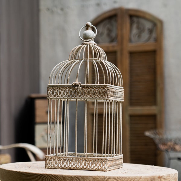 Vintage Metal Birdcage Rustic Hanging Flower Cage Decorative Candle Holder Garden Display Canterpiece for Wedding Home