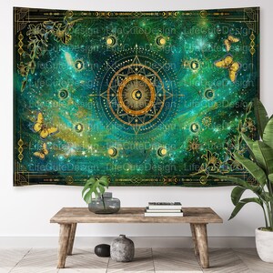 Moon Phase Wall Tapestry Butterfly Flower Tapestry Tarot Tapestry Mystical Wall Hanging Decor