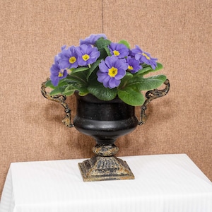 Vintage Aged Iron Urn Planter Snake Handle Trophy Urn Rustic Classic Flower Pot With Handle French Country Pedestal Urn Vase for Home Garden