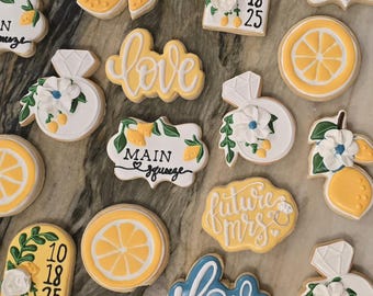 Main Squeeze Lemon Themed Bridal Shower Decorated Cookies
