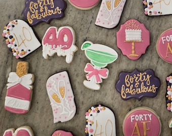 40th Birthday Girly Decorated Cookies