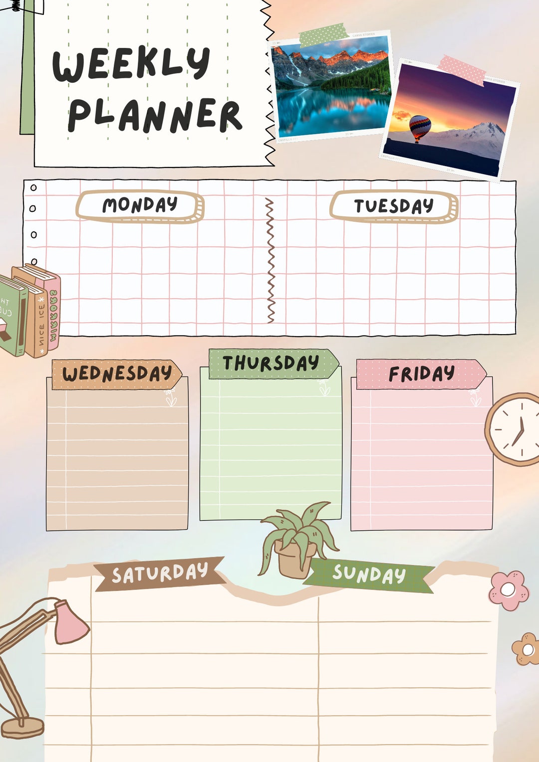 Cute Weekly Schedule Planner, Planner for Kids, Printable & Fillable ...