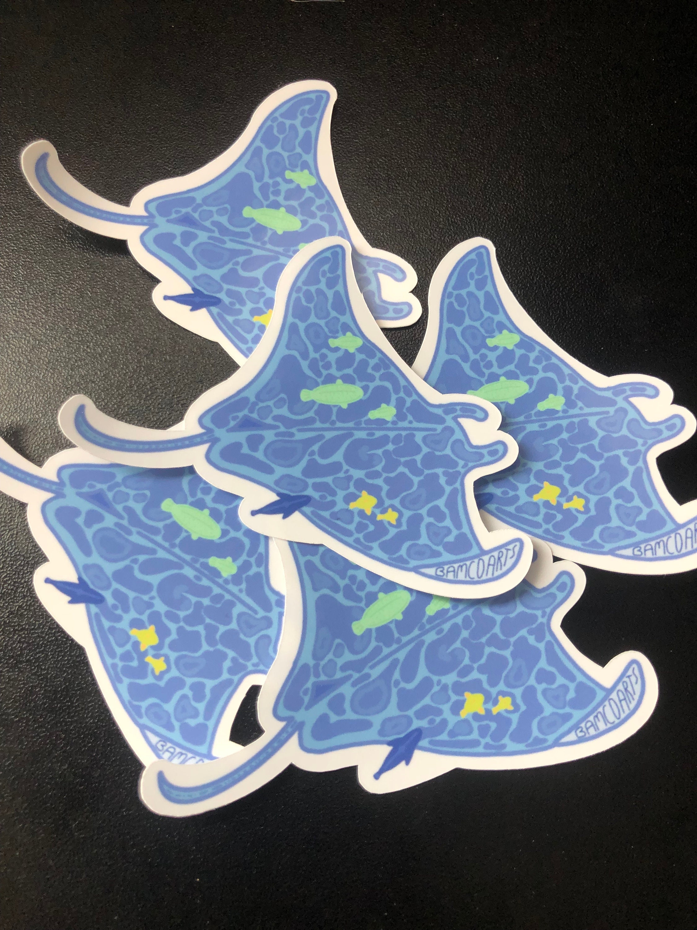 Blue Manta Ray Vinyl Sticker - Etsy