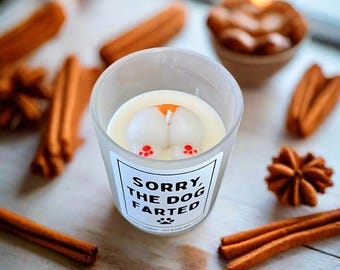 Light When the Dog Farts Candle – Funny Autumn Churro Soy Candle, Wax Dog Butt Topper, Dog Owner Gift, Sorry the Dog Farted Soy Blend Candle