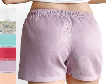 Pantaloncini da ragazzo a vita alta da donna, boxer in lino biologico, slip da donna