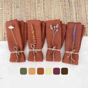 Set di tovaglioli da tavola in lino per il Ringraziamento - Tovaglioli alla cannella autunnali tinta unita - Tovaglioli da cena autunnali lavabili in 30 colori