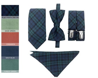 Men's Bow Tie and Suspenders Set Men Ties and Pocket Square for Wedding Custom Color Boys Bowties