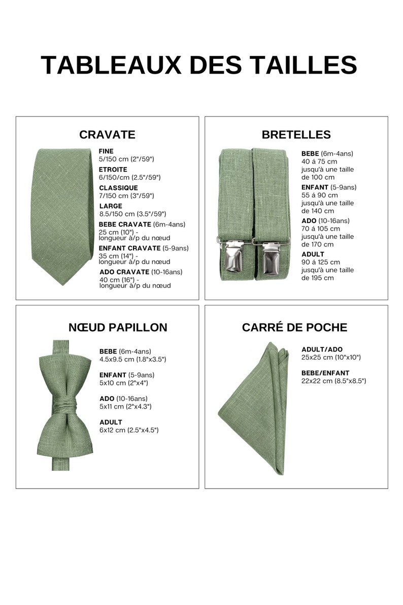 Cravate et Pochette de Mariage pour Hommes, Ensemble Nœud Papillon et Bretelles Vert Sauge pour Garçon d'Honneur et Porteur d'Anneau image 3