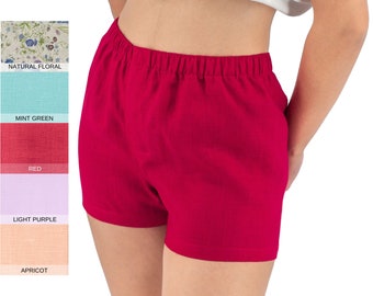 Leinen Unterwäsche für Frauen Boyshorts Set, weibliche Unterwäsche Shorts, Damen Boxershorts