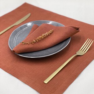 Thanksgiving Linen Table Napkin Set - Fall Cinnamon Napkins Solid Color ...