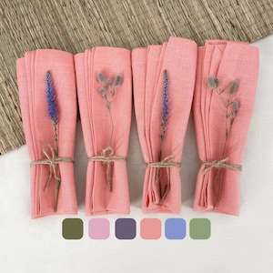 Set di tovaglioli in tessuto corallo per matrimonio - Tovaglioli in lino di dimensioni personalizzate di diversi colori - Eleganti tovaglioli da cena color rosa antico