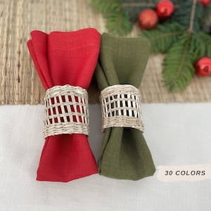 Christmas Table Napkin Red, Washable Cloth Dinner Napkins Set for Christmas Gift, Holiday Linen Napkin Green