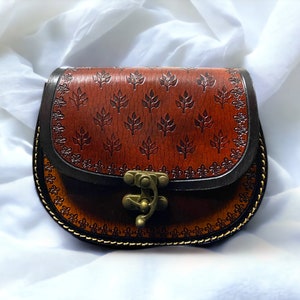 Sac en cuir véritable fait main pour femme, sac à main motif gravé à la main, sac en cuir motif feuille, sac à bandoulière en cuir, sac en cuir turc