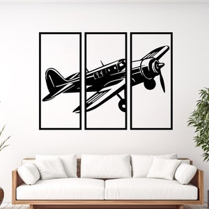 Airplane 3 Set Panel Svg, Airplane Eps, Airplane 3 Wall Decor, Aviation Wall Art, Glowforge Files, Airplane Clipart, Metal Airplane File Svg
